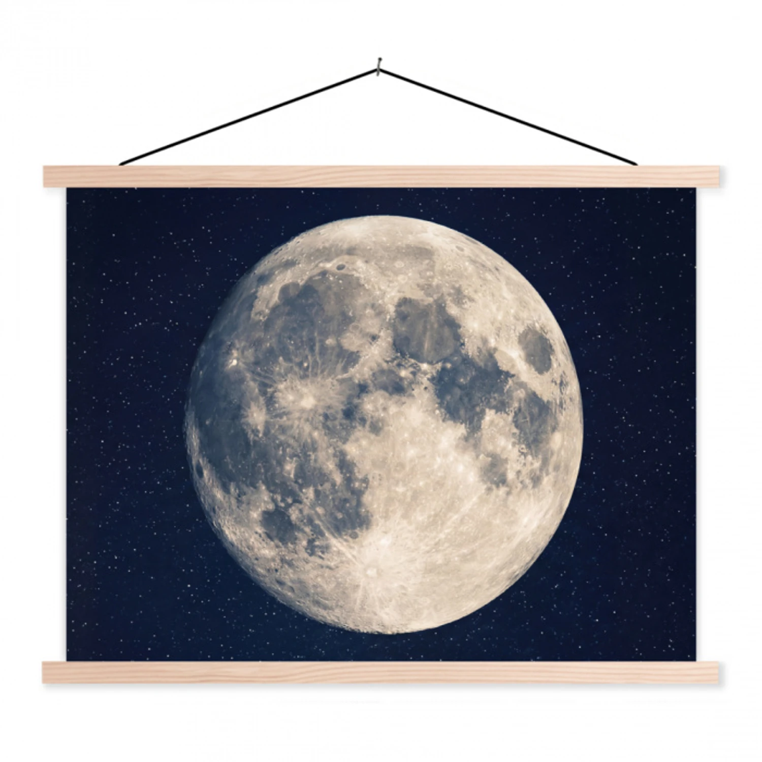 Ruimte - Maan - Kosmos textielposter latten blank klein -3d