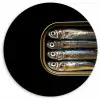 Sardines - Blik - Zwart - Vissen Wandcirkel kunststof plaat 5mm dik klein -3d