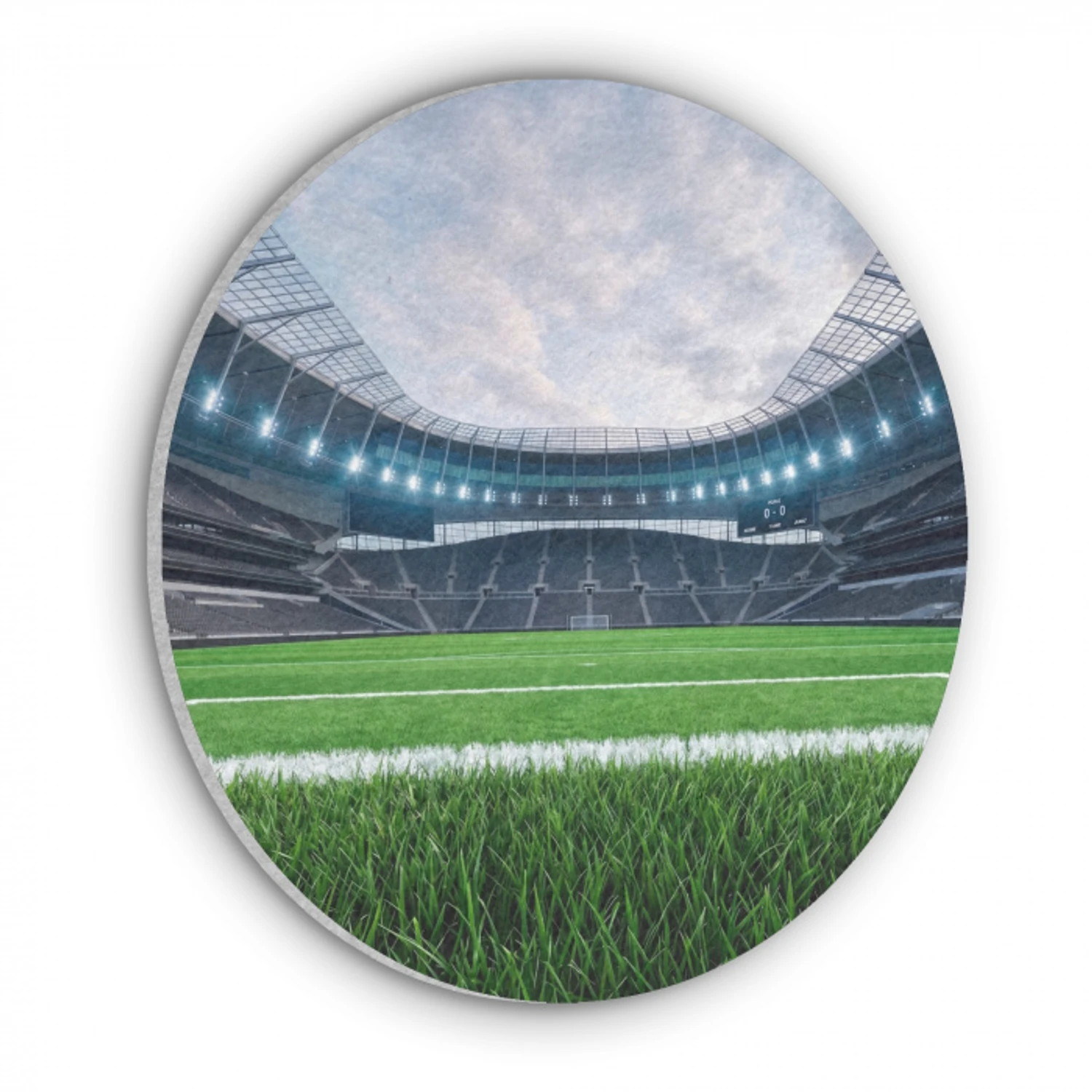 Voetbal - Stadion - Sport - Groen Akoestische PET Vilt - Rond klein -3d