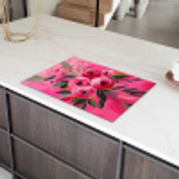 Bloemen - Verf - Roze Inductie beschermer vinyl 3mm klein -sfeer8