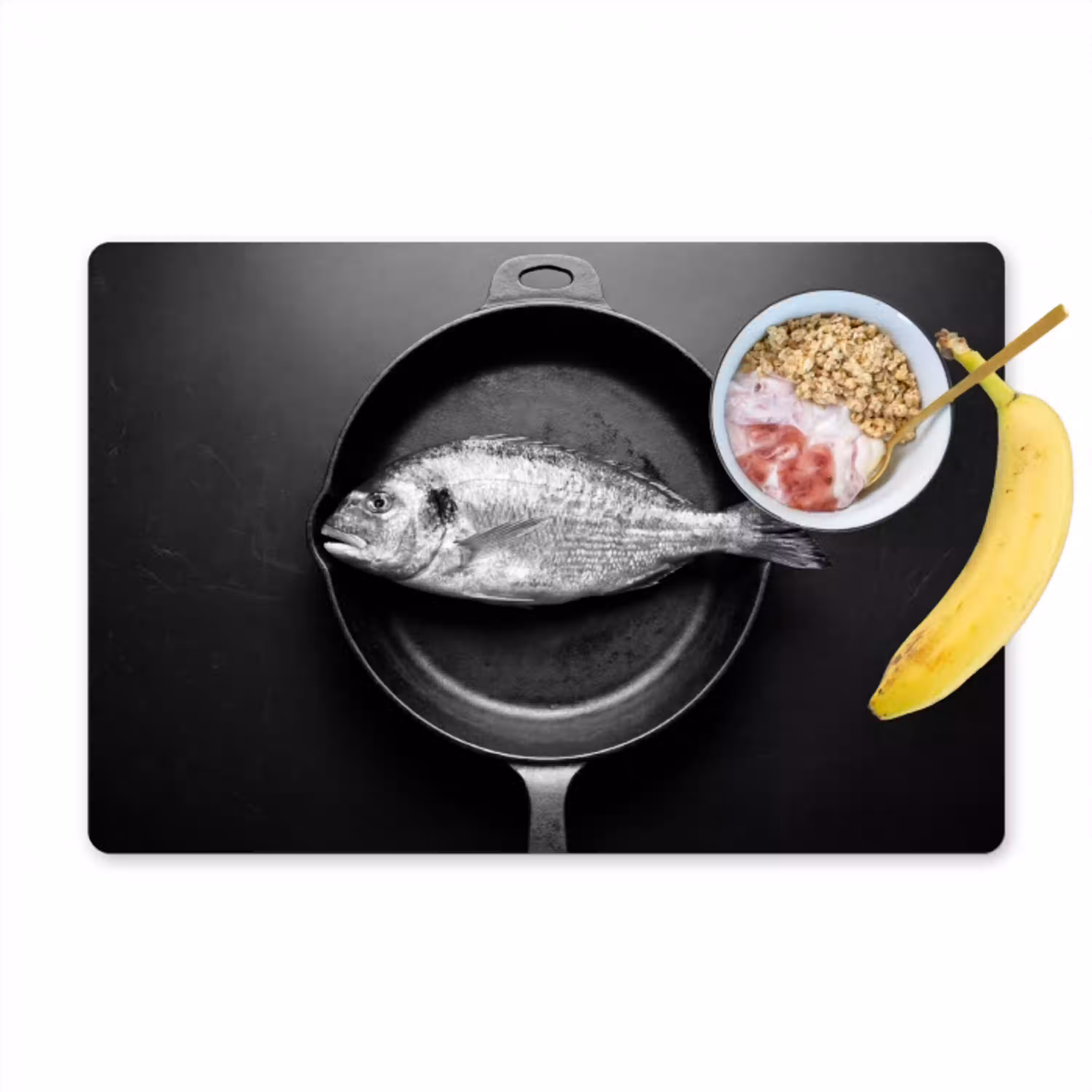 Pan - Vis - Zwart - Wit Placemat vinyl groot -zzzproduct_Kitchenyeah-website