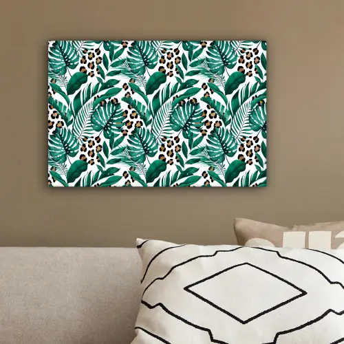 Dierenprint - Panter - Bladeren - Tropisch - Jungle canvas 2cm klein -sfeer3