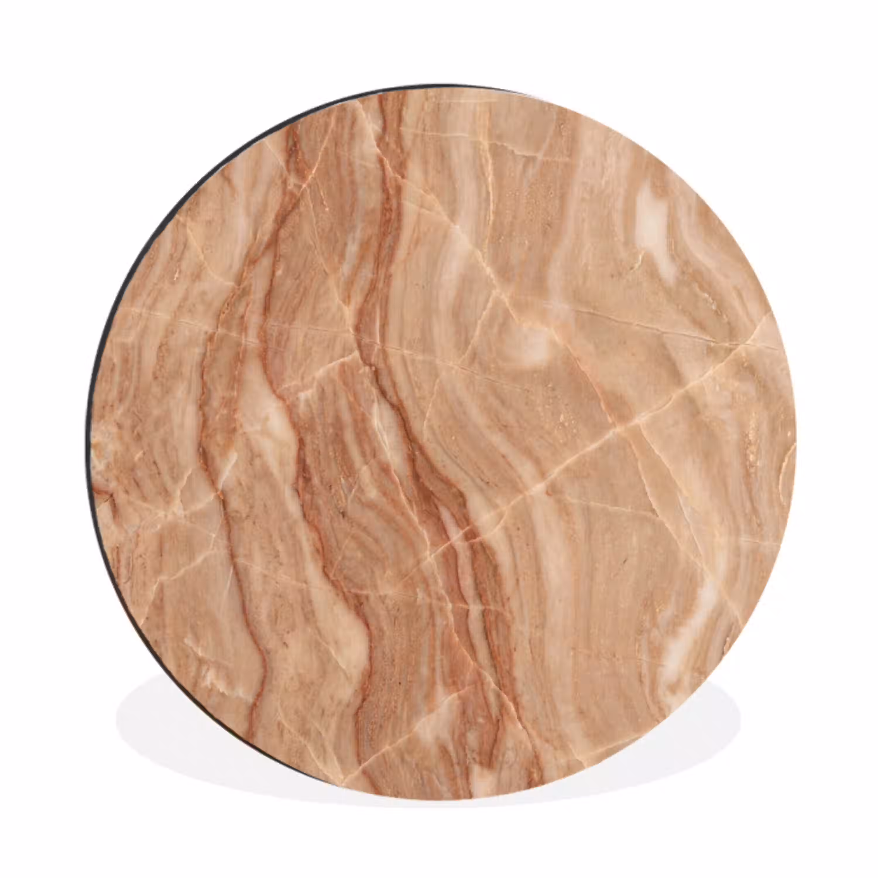 Marmer - Ader - Natuur - Abstract - Beige Wandcirkel aluminium klein -3d