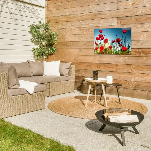 Klaprozen in tegenlicht Tuinposter op houten frame 2 cm dik klein -sfeer2
