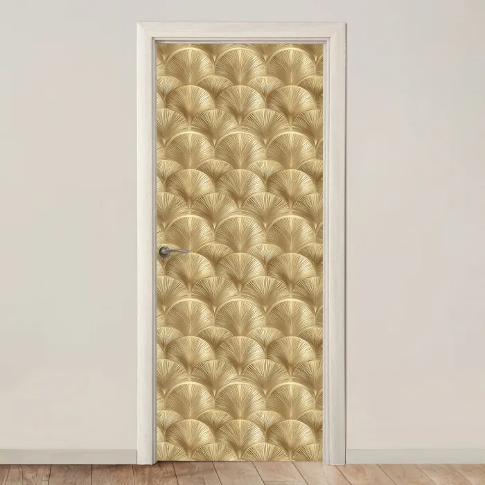 Patroon - Waaier -  Goud deurposter klein 289 -3d_beige