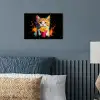 Kat - Eten - Patat - Graffiti - Abstract poster papier klein -sfeer2