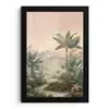 Tropisch landschap - palmbomen - Bloemen - Roze lucht fotolijst zwart zonder passe partout klein -3d
