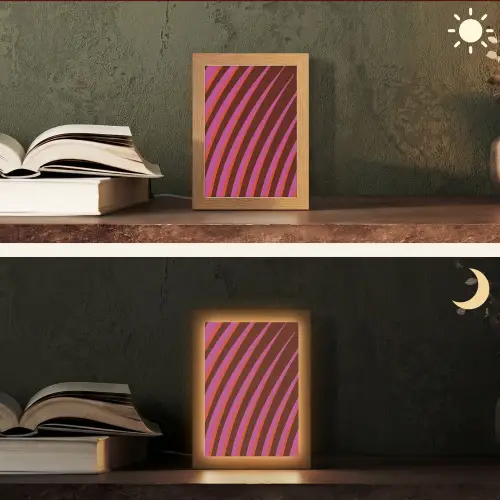 Lijnen - Rood - Beweging Light Box met kabel (Tafellamp) klein -sfeer3