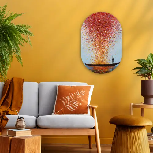 Wolk - Confetti - Boot - Wateroppervlakte Wandcirkel Ovaal Forex klein -sfeer4