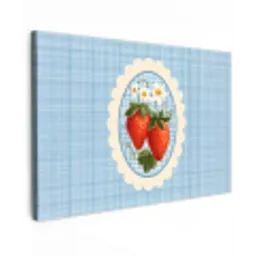 Aardbeien - Lijst - Rood - Geruit canvas 2cm klein -z3d