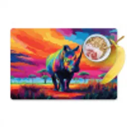 Neushoorn - Zonsondergang - Savanna - Kleurrijk Placemat vinyl groot -zzzproduct_Kitchenyeah-website