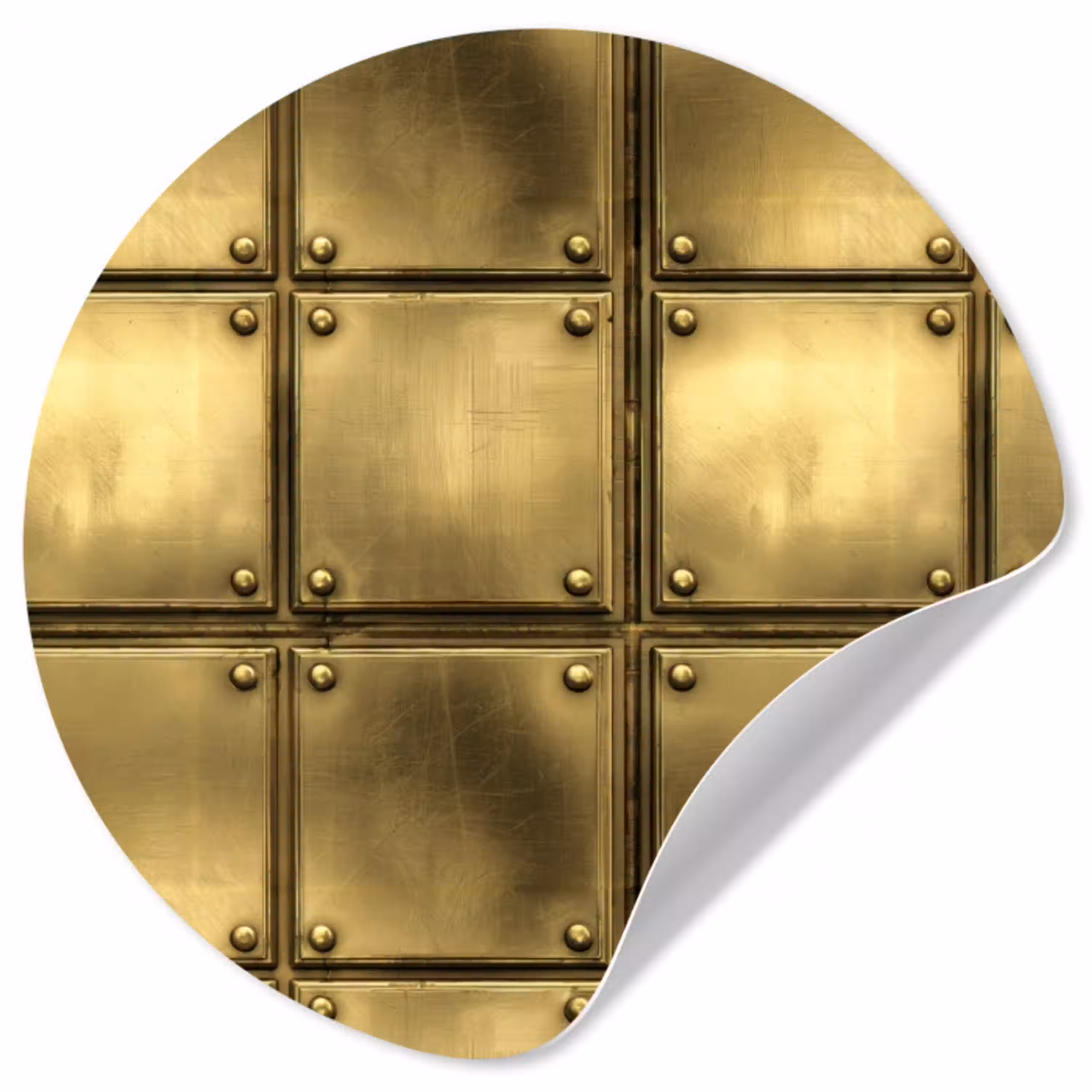Platen - Industrieel - Stoer - Goud Wandcirkel behangsticker klein 186 -3d