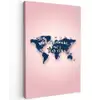 Roze - Quote - Wereldkaart - Travel Tuinposter op houten frame 2 cm dik middel -3d