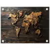 Wereldkaart -  Hout - Mozaïek tuinposter los doek klein -3d