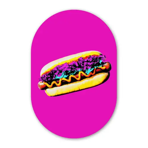 Hotdog - Roze - Retro Wandcirkel Ovaal Forex klein -3d