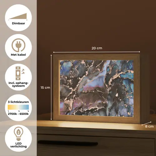 Marmer - Goud - Rosé Light Box met kabel (Tafellamp) klein -USP_NL