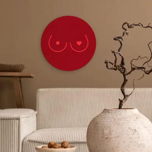 Minimalistisch - Lijnillustratie - Rood Wandcirkel kunststof plaat 5mm dik klein -sfeer1