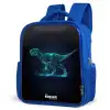 Digitale T-Rex in blauw lichtveld Kinderrugzak - Blauw middel -schuin