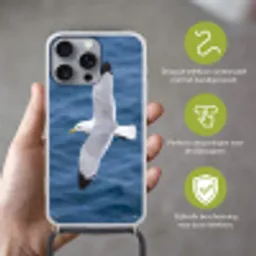 Zeemeeuw - Oceaan - Blauw Hoesje iPhone 16 Pro Max met koord klein -sfeer2_NL