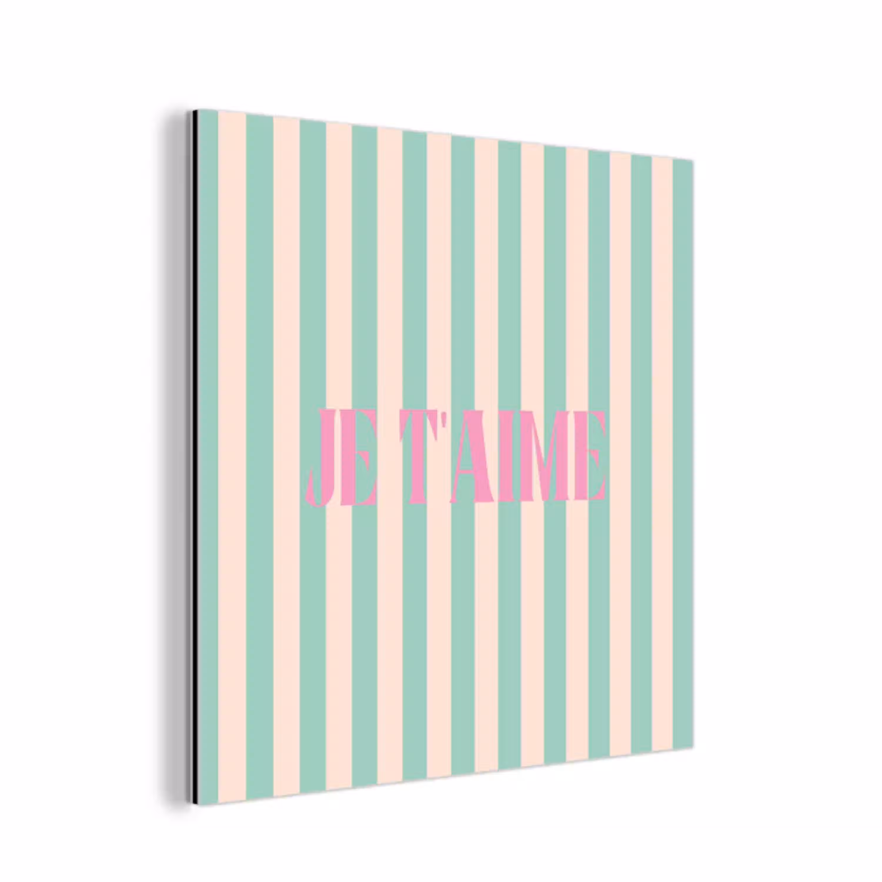 Roze - Groen - Strepen - Je t'aime aluminium wit klein -3d