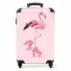 Roze rollerflamingo NBS - Handbagage koffer - Unisex middel -productfoto_recht