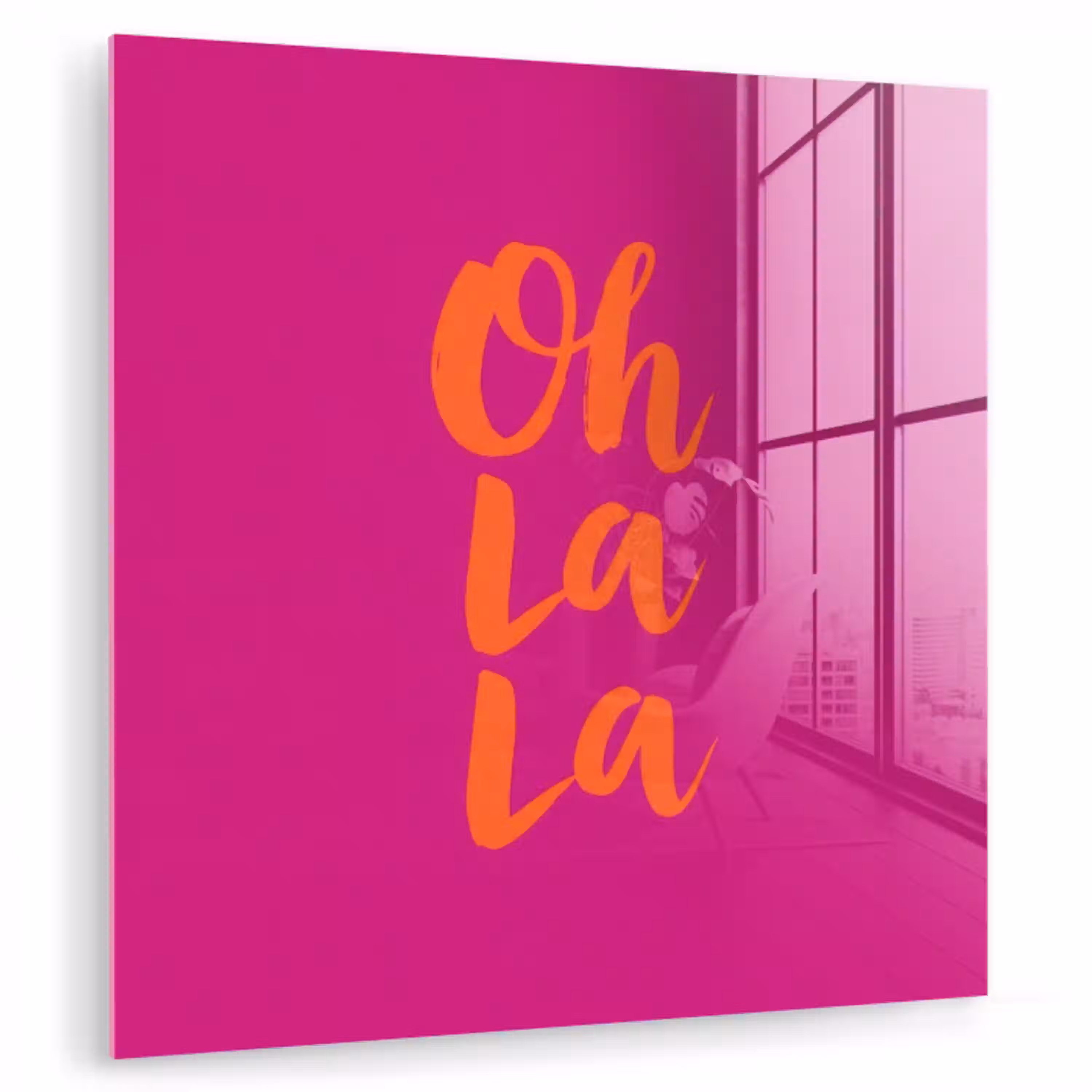Oh la la - Roze - Oranje - Minimalistisch plexiglas 5mm klein -zzzproduct_nieuw