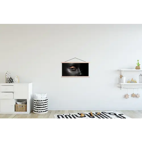 Vrouw - Make-up - Koper - Zwart textielposter latten blank klein -kinderkamer