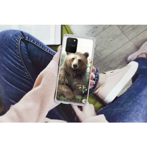 Bruine beer - Wilde dieren - Bloemen - Planten Telefoonhoesje Samsung Galaxy S10 Lite klein -handS10Lite