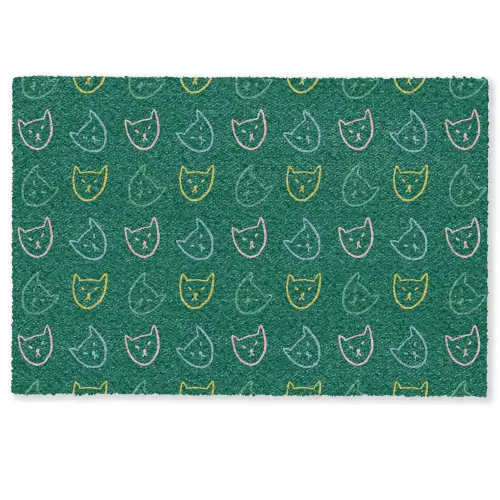 Donkergroen - Gezichten - Katten - Kleuren Deurmat klein 898 -zkaufland3d