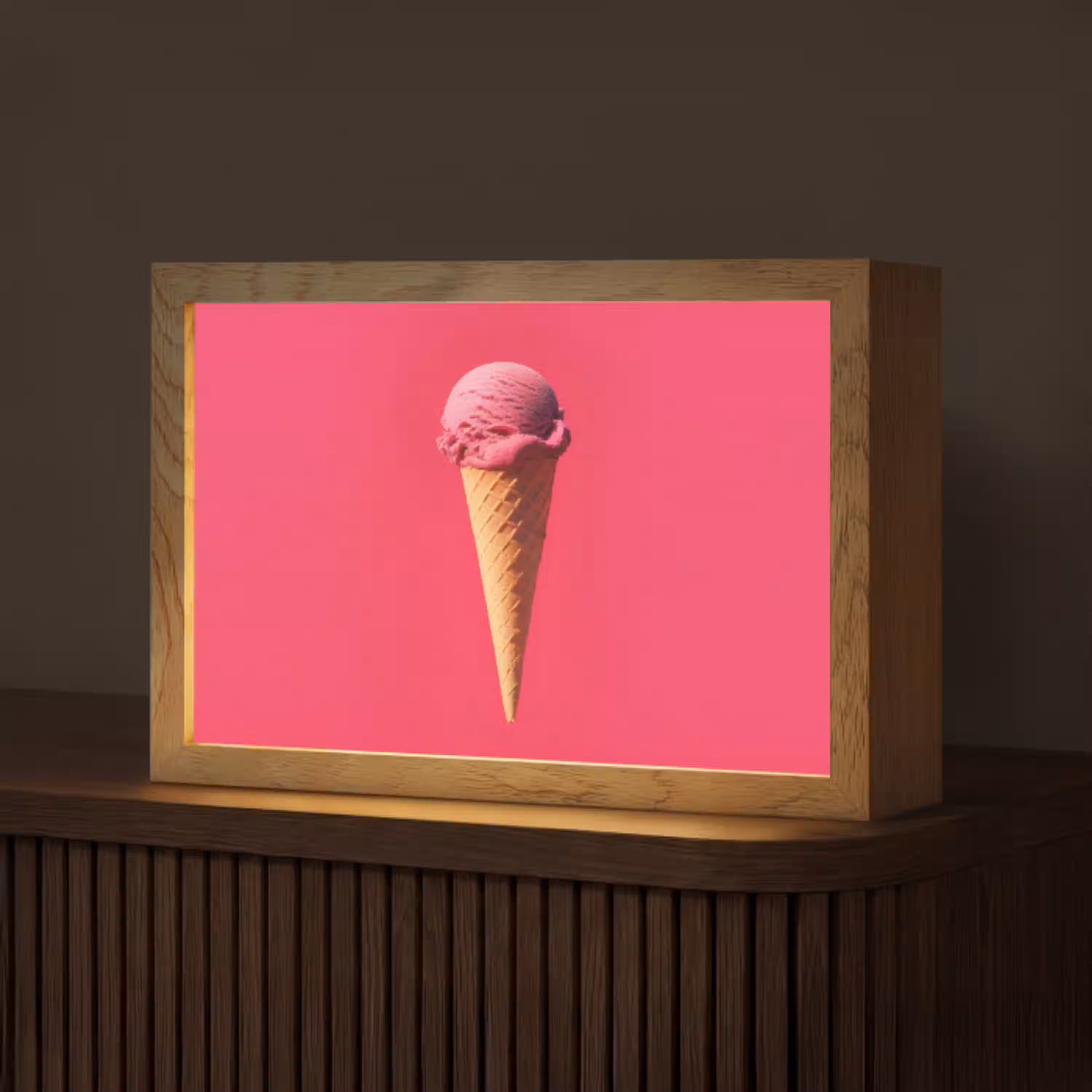 Schepijs - Roze - Hoorntje Light Box met kabel (Tafellamp) klein -z3d_website