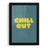 Chill out - Geel - Blauw fotolijst zwart zonder passe partout klein -3d