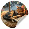 Kat - Kerst - Winter - Dier Wandcirkel behangsticker klein -3d