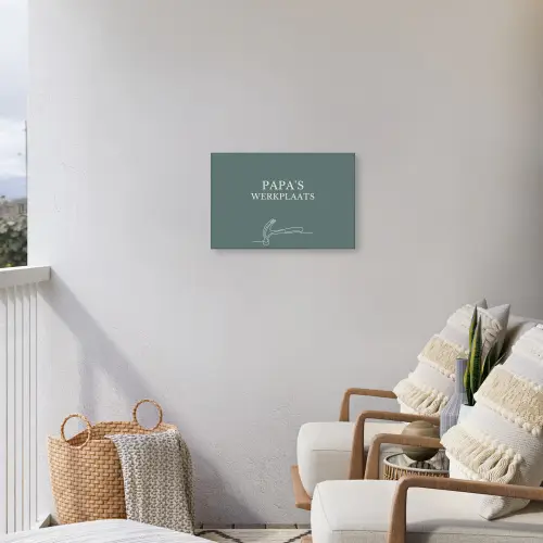 Papa's Werkplaats Tuinposter op houten frame 2 cm dik klein -sfeer1