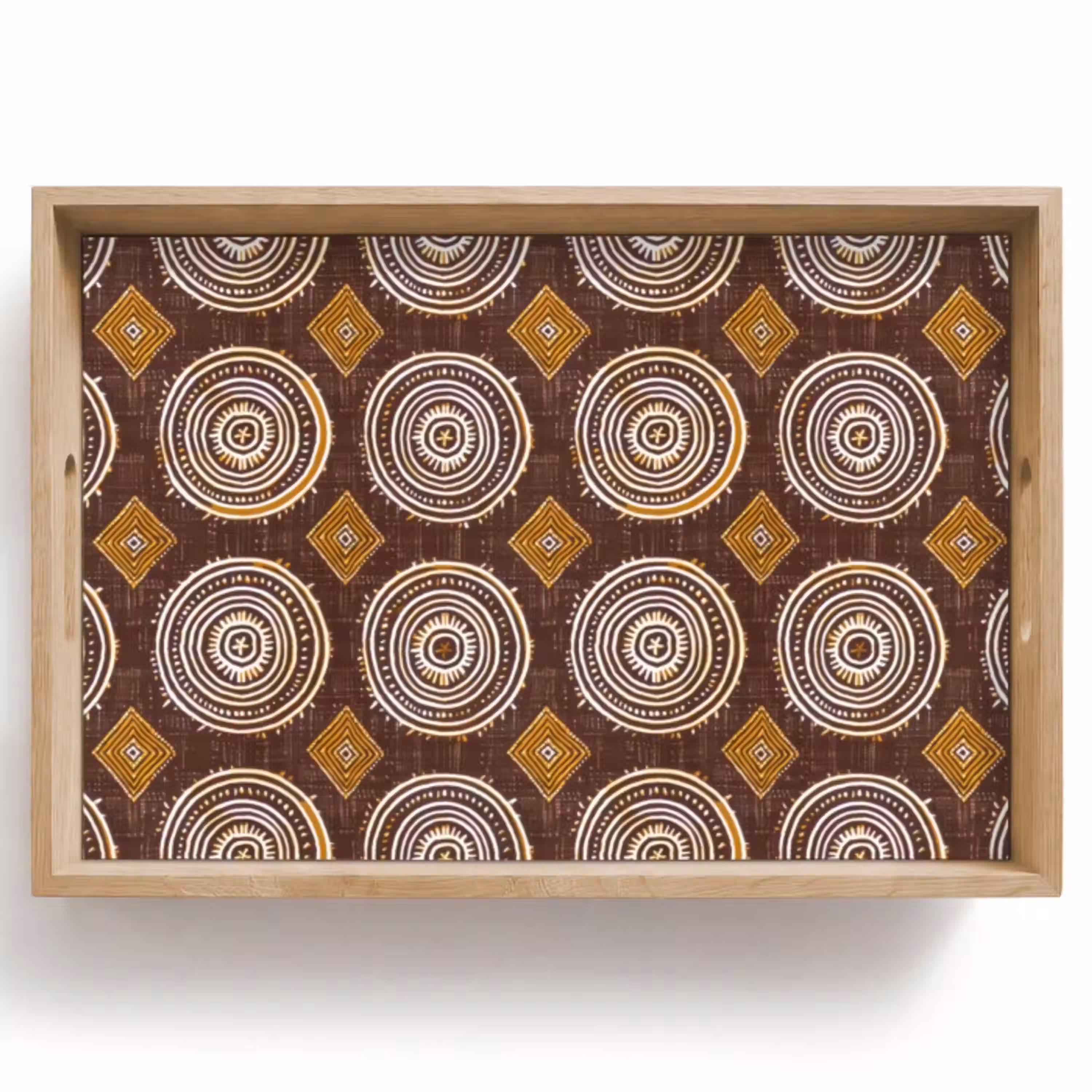 Chocoladebruin - Etnisch - Tribaal - Cirkels - Patroon Dienblad Rechthoek middel 910 -z3d_shopping
