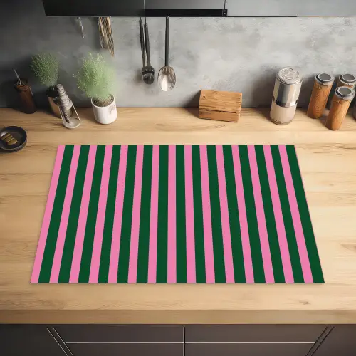 Verticale strepen - Groen - Roze Inductie beschermer vinyl 3mm klein 276 -sfeer5
