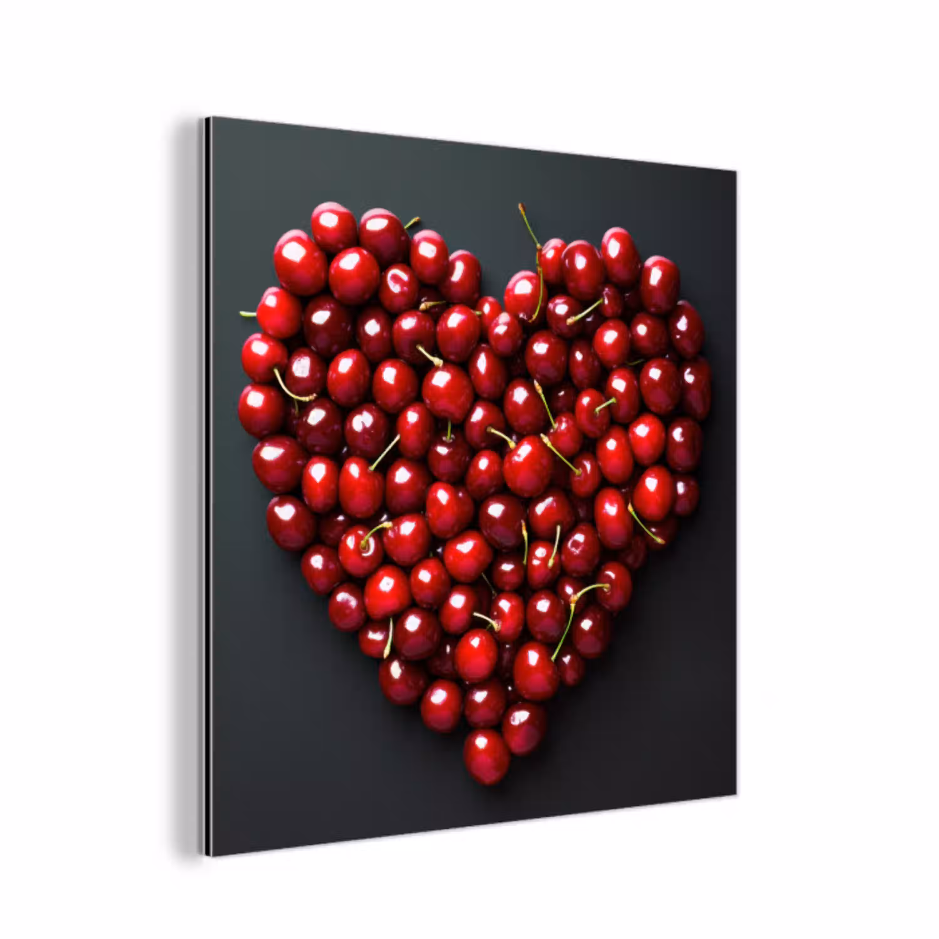 Kersen - Hart - Rood - Zwart aluminium wit klein -3d