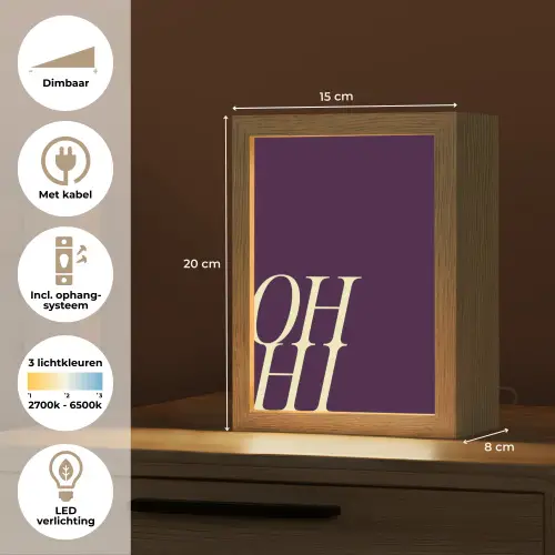 Oh hi - Paars - Cursief Light Box met kabel (Tafellamp) klein -USP_NL