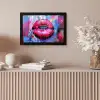 Graffiti - Lippen - Felroze - Geschilderd fotolijst zwart zonder passe partout klein -sfeer5