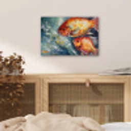 Vissen - Water - Dieren - Kunst - Olieverf aluminium wit klein -sfeer3