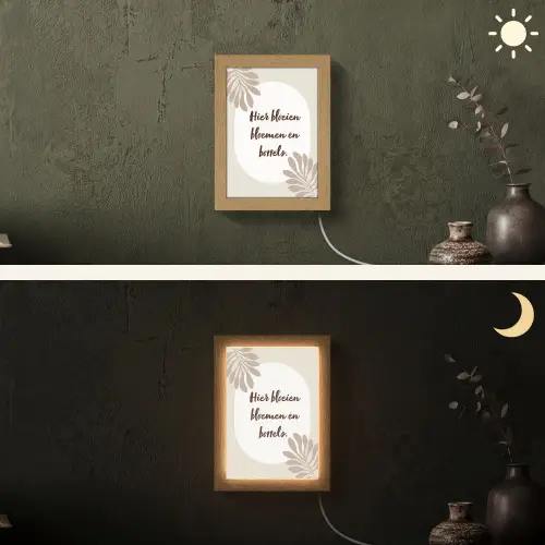 Bloemen - Quote - Zomer - Beige Light Box met kabel (Wandlamp) klein -sfeer3