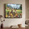 Ezels - Bloemen - Zomers Textielframe zwart klein -sfeer3