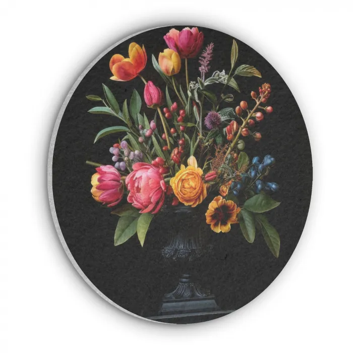 Tulpen - Bessen - Boeket - Vaas Akoestische PET Vilt - Rond klein -3d