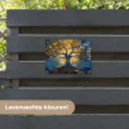 Boom - Levensboom - Blauw - Goud tuinposter los doek klein -sfeer3