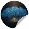 Boom - Blauw - Bladeren - Penseelstreken Wandcirkel behangsticker klein -3d