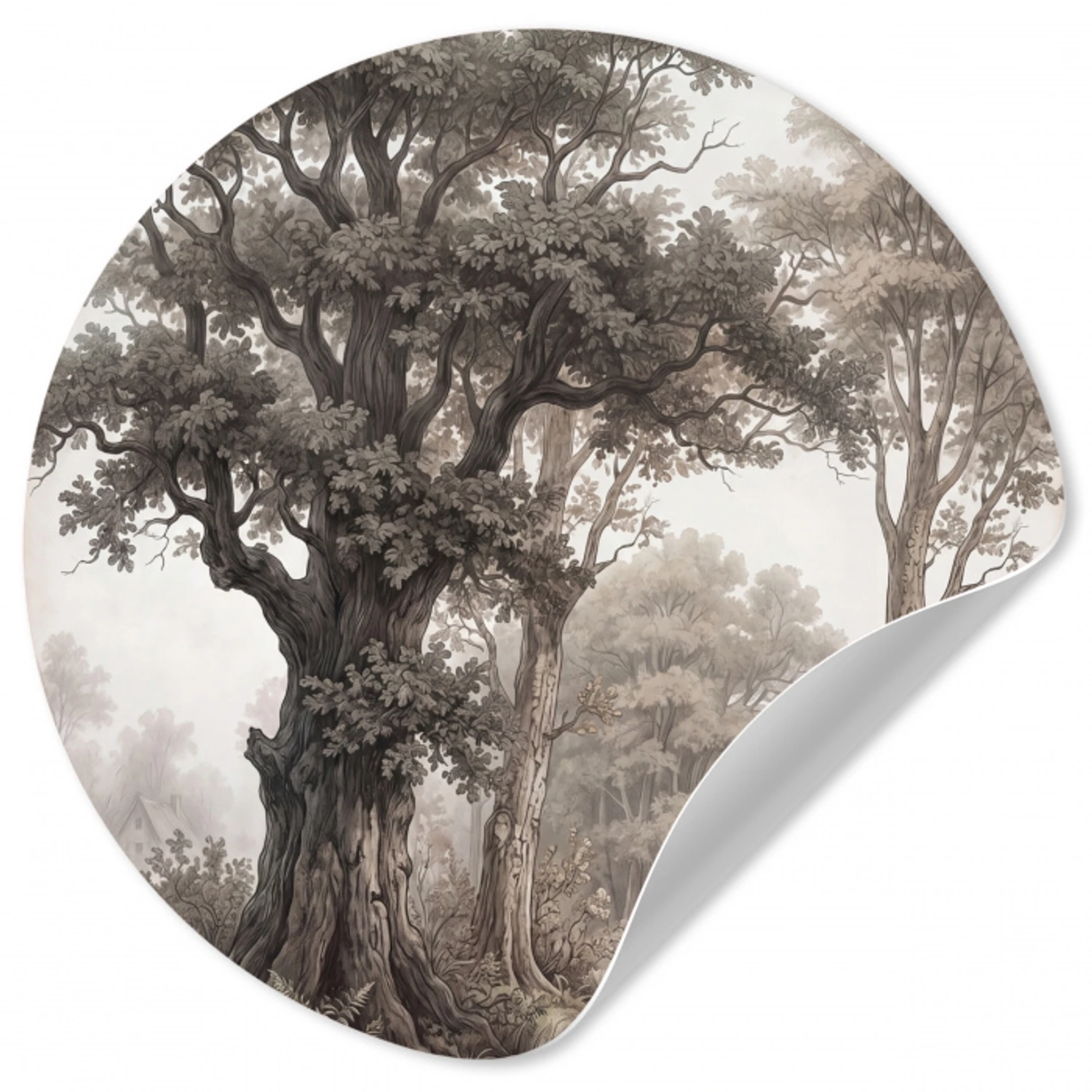 Natuur - Bos - Eik Wandcirkel behangsticker klein -3d