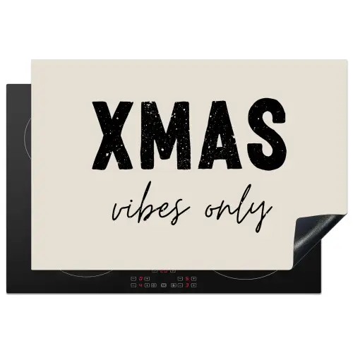 Kerst - Spreuk - xmas vibes only - Beige Inductie beschermer vinyl 3mm klein -3d