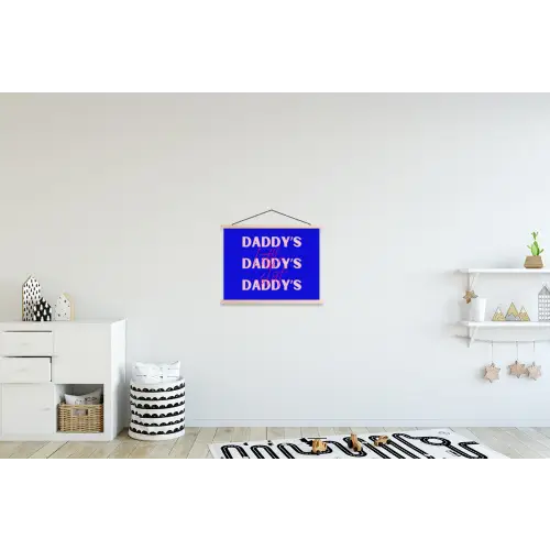 Blauw - Daddy's - Blokletters textielposter latten blank klein -kinderkamer
