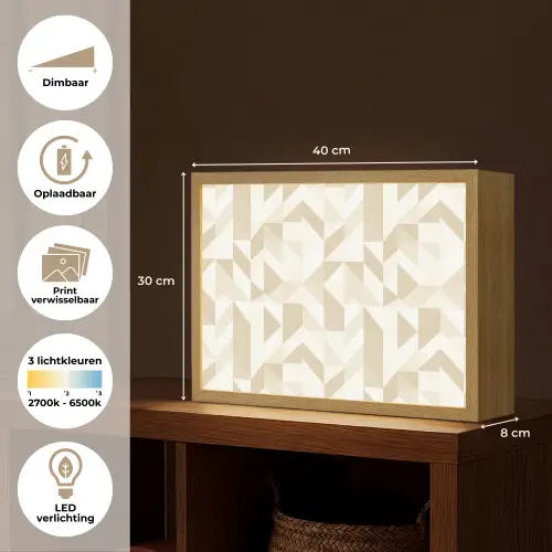 Modern - Abstract - Beige Light Box met batterij (Wandlamp) middel 907 -USP_websiteoverzichtNL