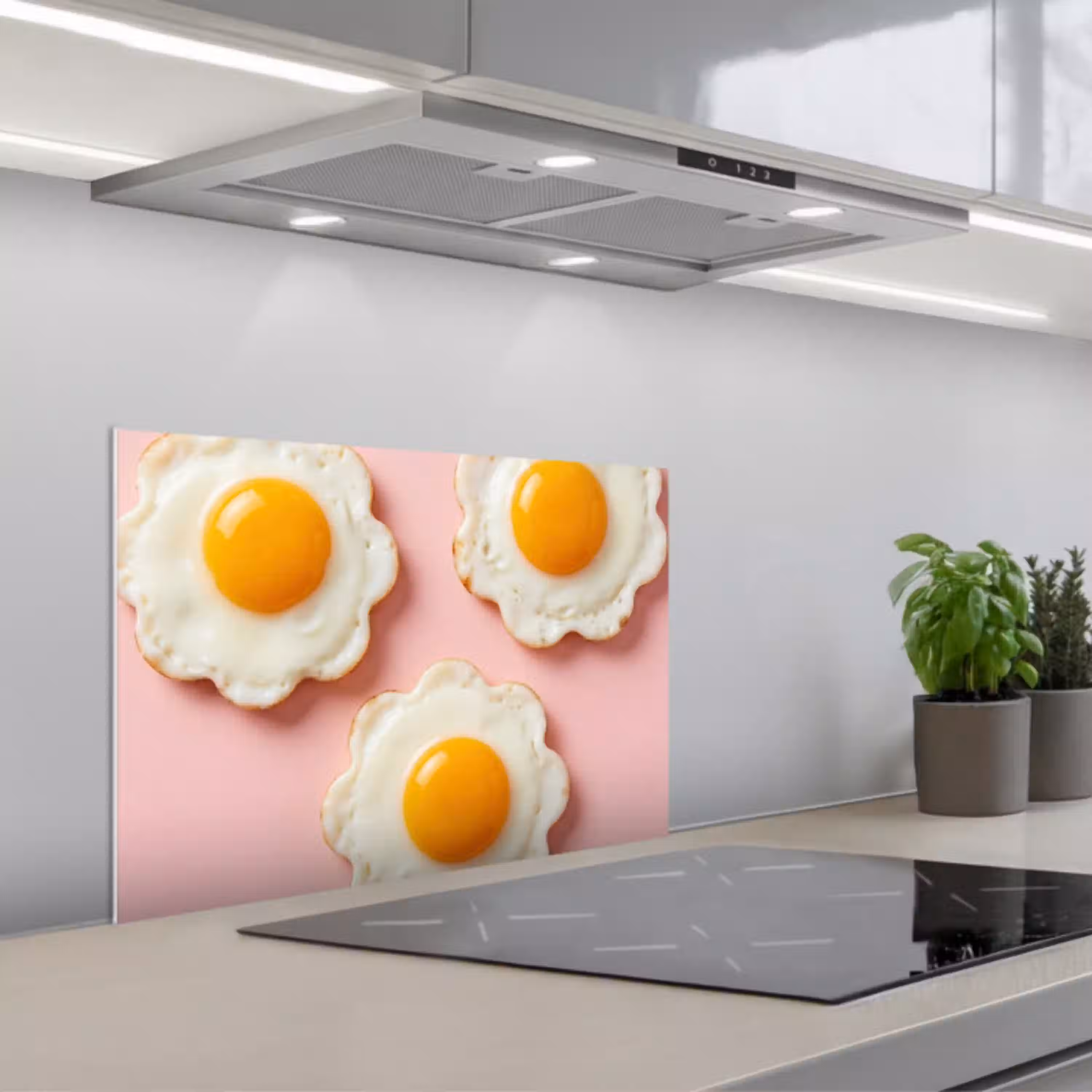 Eieren - Bloem - Roze keuken achterwand spatscherm klein -3d_schuin
