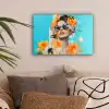 Bloemen - Vrouw - Zonnebril - Blauw canvas 2cm klein -sfeer1